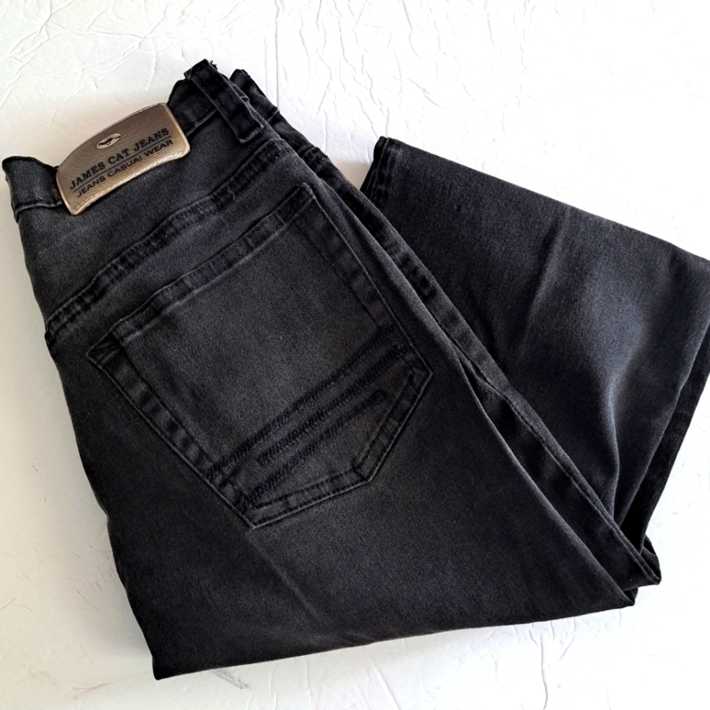 James Cat Jeans Black Denim Straight Leg 100% Cotton Pants Women's Size 32